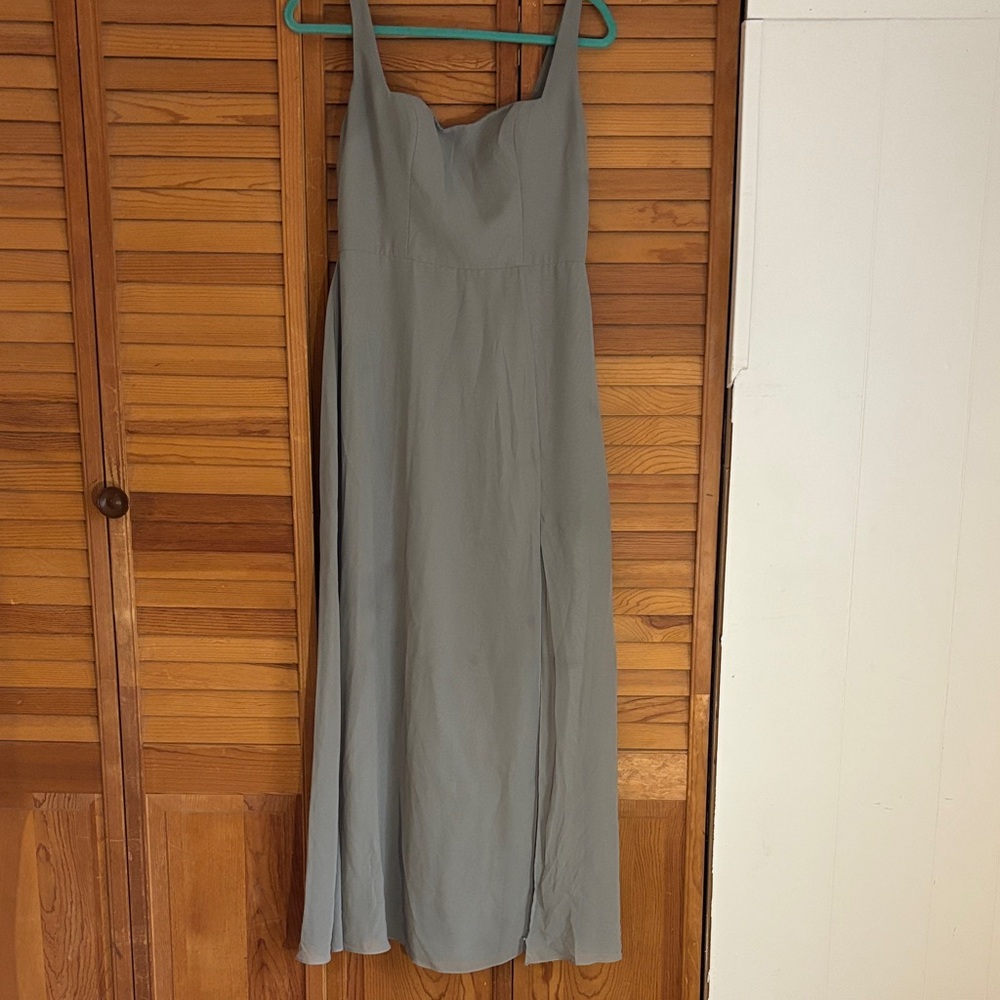 Jenny Yoo Green Floor Length Dress with Slit Size 10